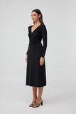 TEMPTATION LS MIDI DRESS BLACK