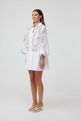 EVERMORE LS MINI DRESS PORCELAIN